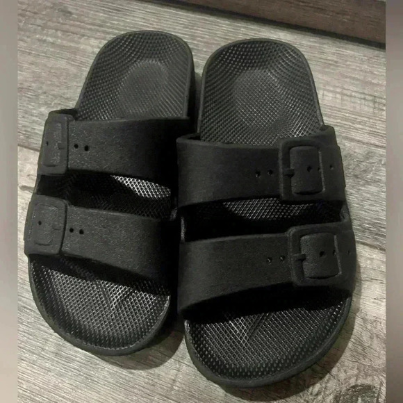Freedom Moses Kids Toddler Sz 26/27 Black Adjustable Double Buckle Slide Sandals - Picture 4 of 9